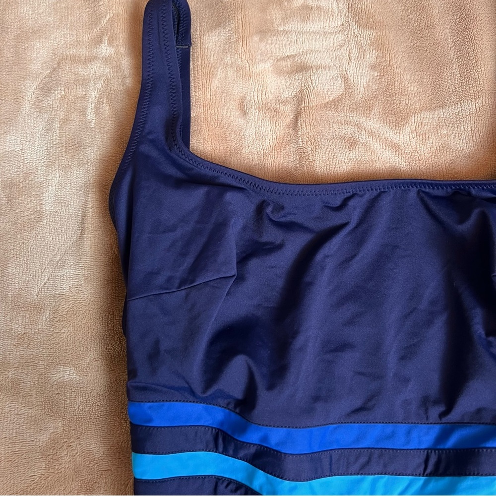 ANITA NWOT 'Svea' Square Neck Navy Blue Striped One Piece Swimsuit - Size 34C - Picture 4 of 15